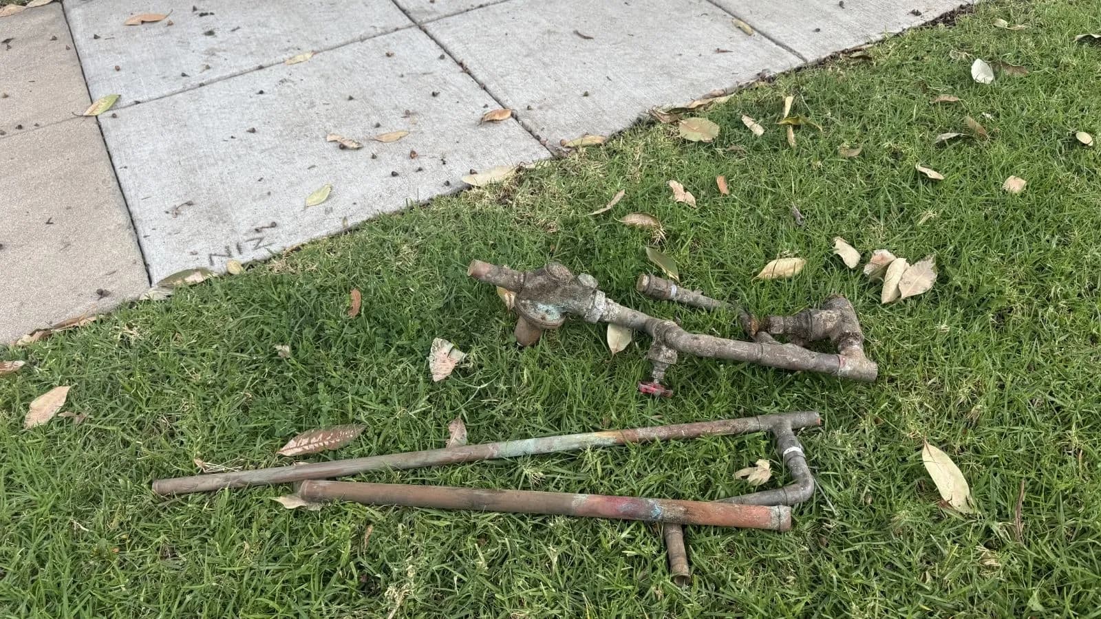 Old water service assembly and pressure regulator removed in Glendale, CA